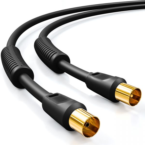 Offerta: deleyCON 1,5m Cavo Antenna SAT Satellitare Coassiale - HDTV Full HD 4K - Connettore F 90° Angolato a Connettore F Dritto - Nero