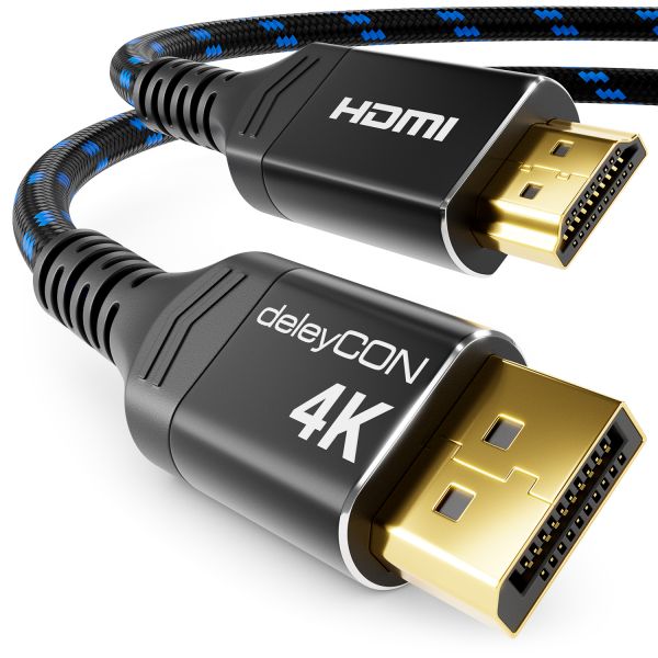1,5m 4K DisplayPort zu HDMI Kabel 4K@60Hz Nylon Kabel Alu Stecker Monitor Beamer