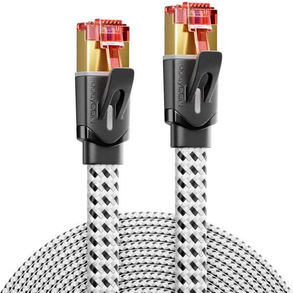 0,5m CAT7 Patchkabel Flachkabel RJ45 Nylon Netzwerkkabel Flach LAN DSL 10Gbit/s