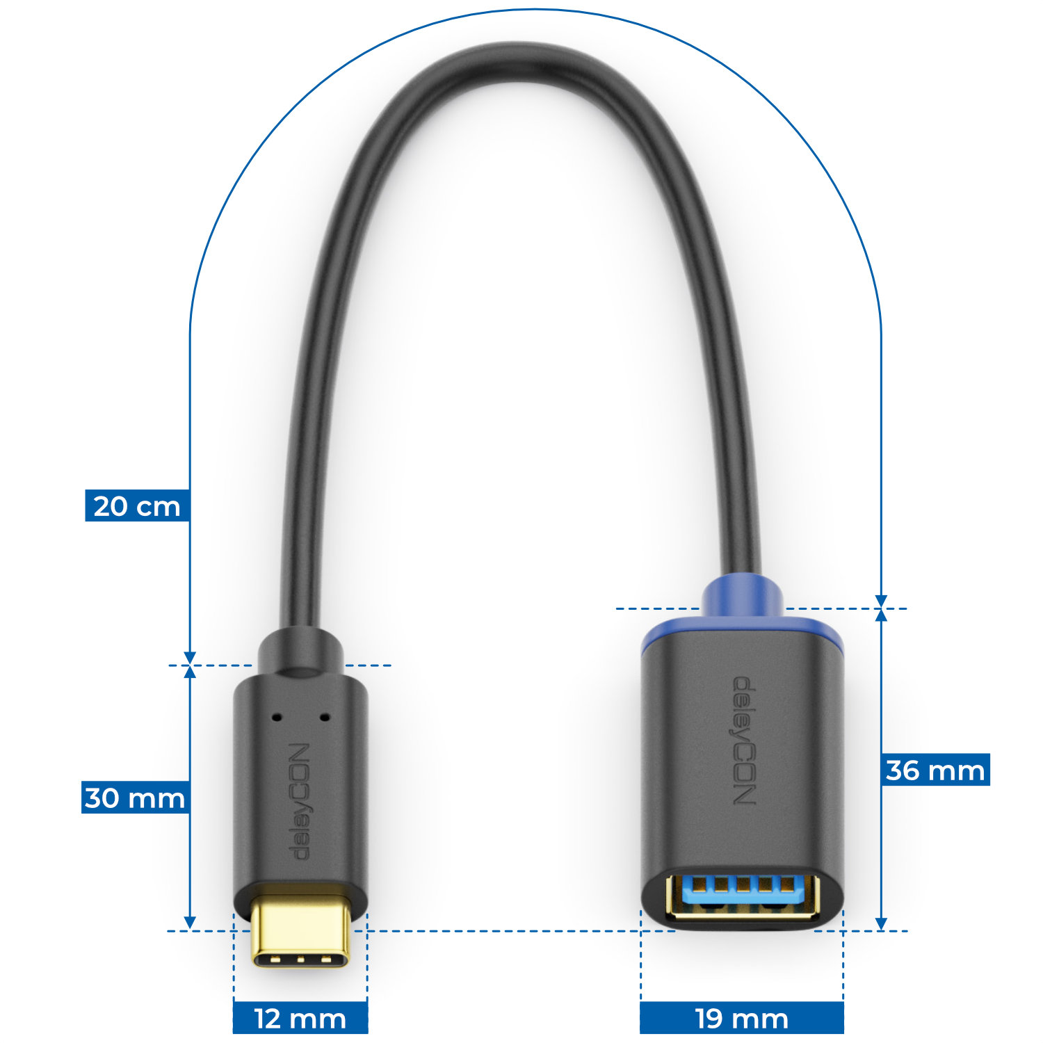 deleyCON 1 Stuk Adapter USB C naar USB A - Type C naar USB 3.0 OTG - Kabel Compatibel met iPhone 17 16 Pro Max/15 Pro Max, iPad Pro, MacBook Pro/Air, Galaxy