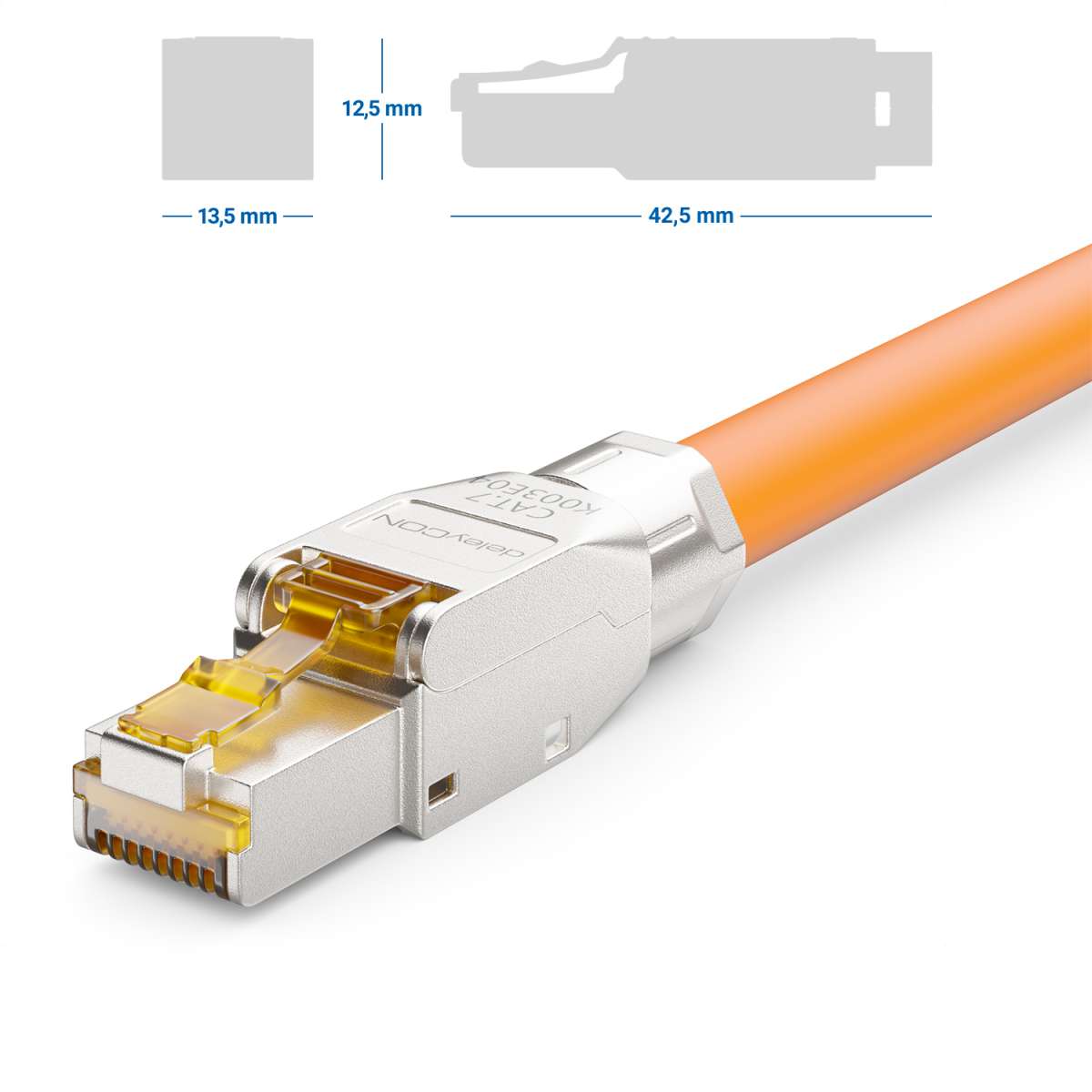 8 x CAT 7 RJ45-stekker netwerkstekker voor stijve LAN-kabel, installatiekabel, ethernet, LAN-stekker, cat 7 zonder gereedschap LSA, volledig afgeschermd STP, 10 Gbit/s, AWG 22-24