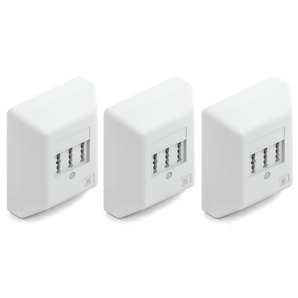 deleyCON 3x Telefondose TAE NF/F Aufputzdose NFF 2x Telefon + 1x Nebenstelle