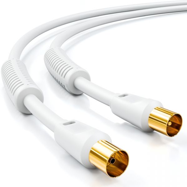 deleyCON 10m TV Antennenkabel Koaxial Kabel HDTV DVB-T DVB-T2 Radio DAB - Weiß