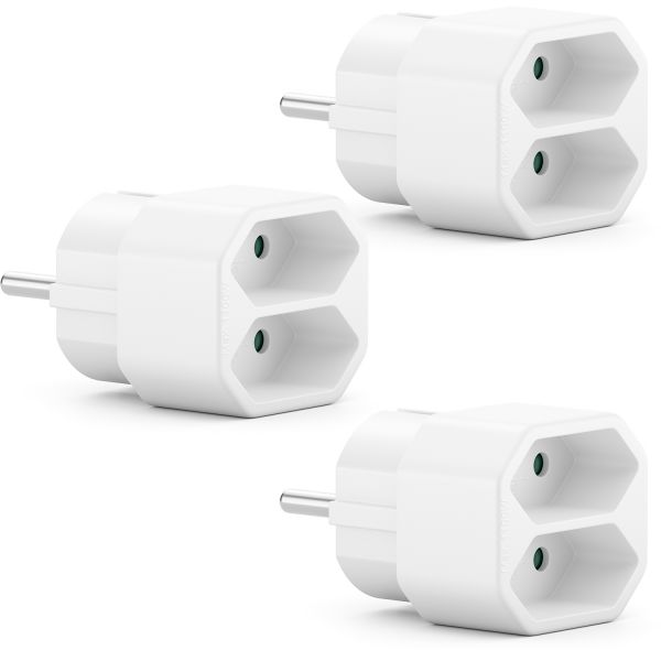 deleyCON 3x Mehrfachstecker Indoor 2x Euro-Buchse Innenbereich max. 1100W Weiß