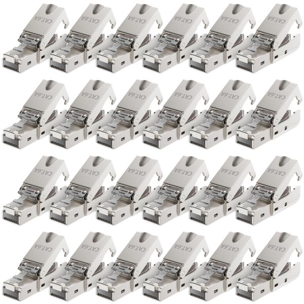 deleyCON 24x CAT6a Werkzeugloser RJ45 Netzwerkstecker 10Gbit/s Stecker Rohkabel