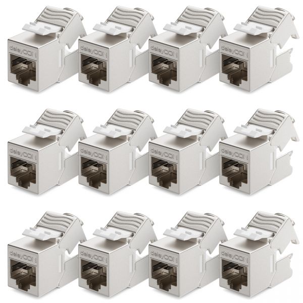 deleyCON 12x CAT6a MINI Keystone Jack Modul STP Schirmung RJ45 Buchse Netzwerk