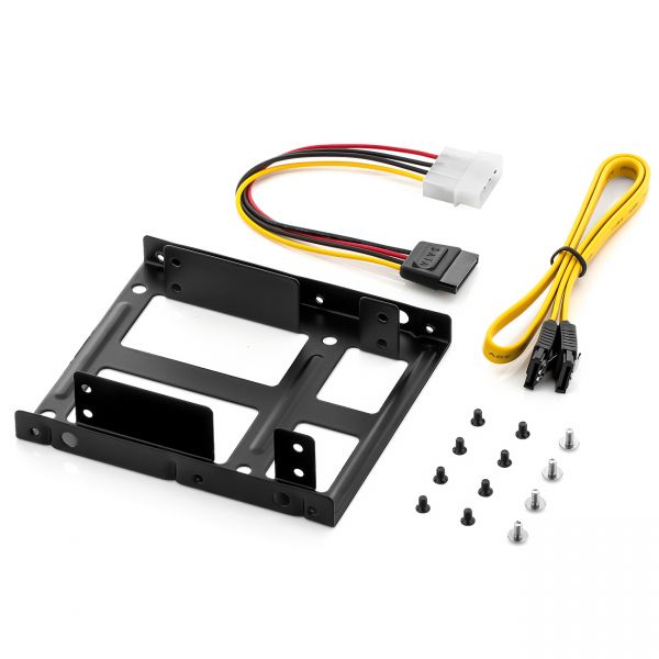 DUAL Einbaurahmen SET für 2x 2,5" Festplatten SSD auf 3,5" - 6x 3,5 Bohrlöcher