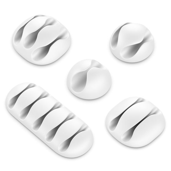 deleyCON 5x Kabelhalter selbstklebend Kabelbefestigung für 5/3/2/1 Weiß