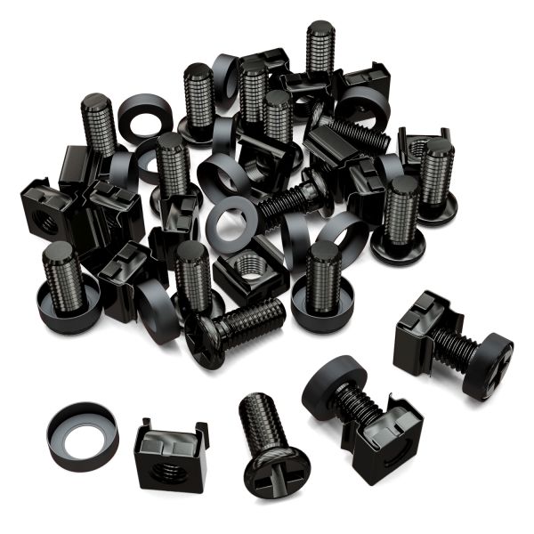 deleyCON 20x M6 Käfigmuttern Schrauben Set für Netzwerkschränke &amp; Racks Black