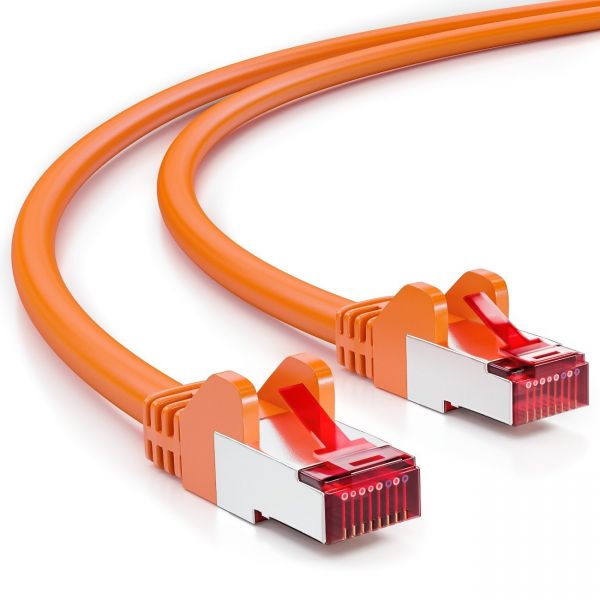 deleyCON 50m CAT6 Patchkabel S-FTP PIMF Netzwerkkabel Ethernetkabel - Orange