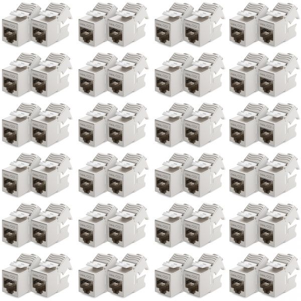 deleyCON 48x CAT6a MINI Keystone Jack Modul STP Schirmung RJ45 Buchse Netzwerk