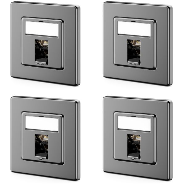 deleyCON 4x CAT7 Unterputzdose + Keystone Modul (45° RJ45) Schwarz
