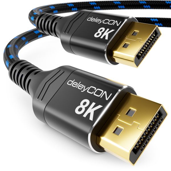 deleyCON 0,5m DisplayPort Kabel 1.4 8K@60Hz 4K@165Hz UHD WQHD HDR für Monitor
