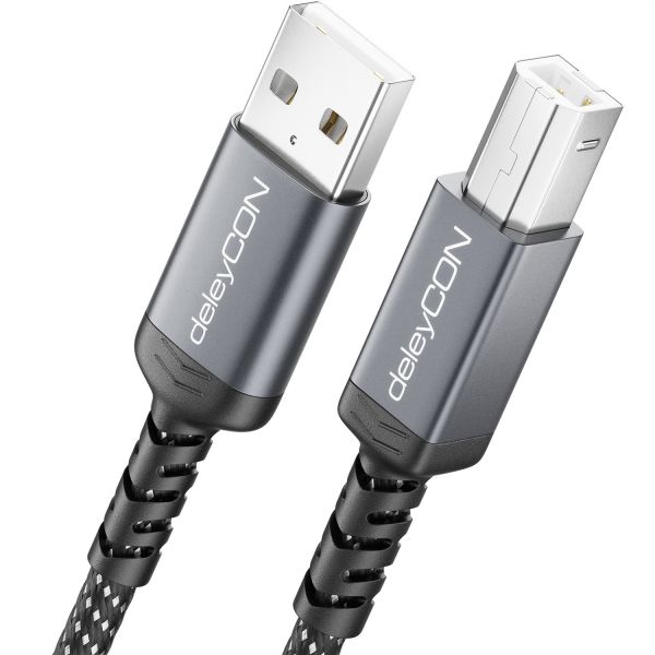 2m USB 2.0 Druckerkabel Scannerkabel Nylon Datenkabel USB-A zu USB-B Stecker PC