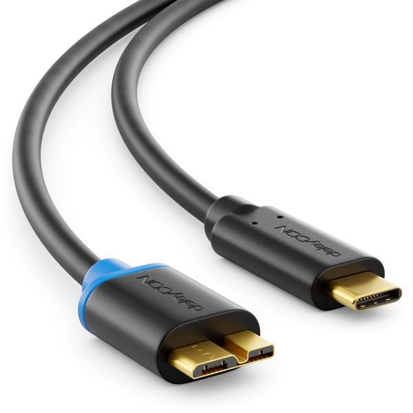 deleyCON 3m USB C Kabel Datenkabel Ladekabel USB 3.0 microUSB zu USB-C Handy Mac