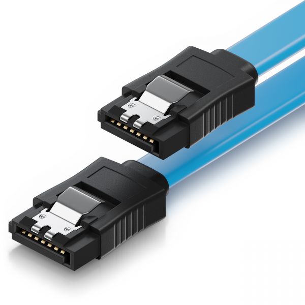 0,3m SATA Kabel S-ATA 6 Gb/s High Speed SSD Datenkabel Clip HDD SSD gerade Blau