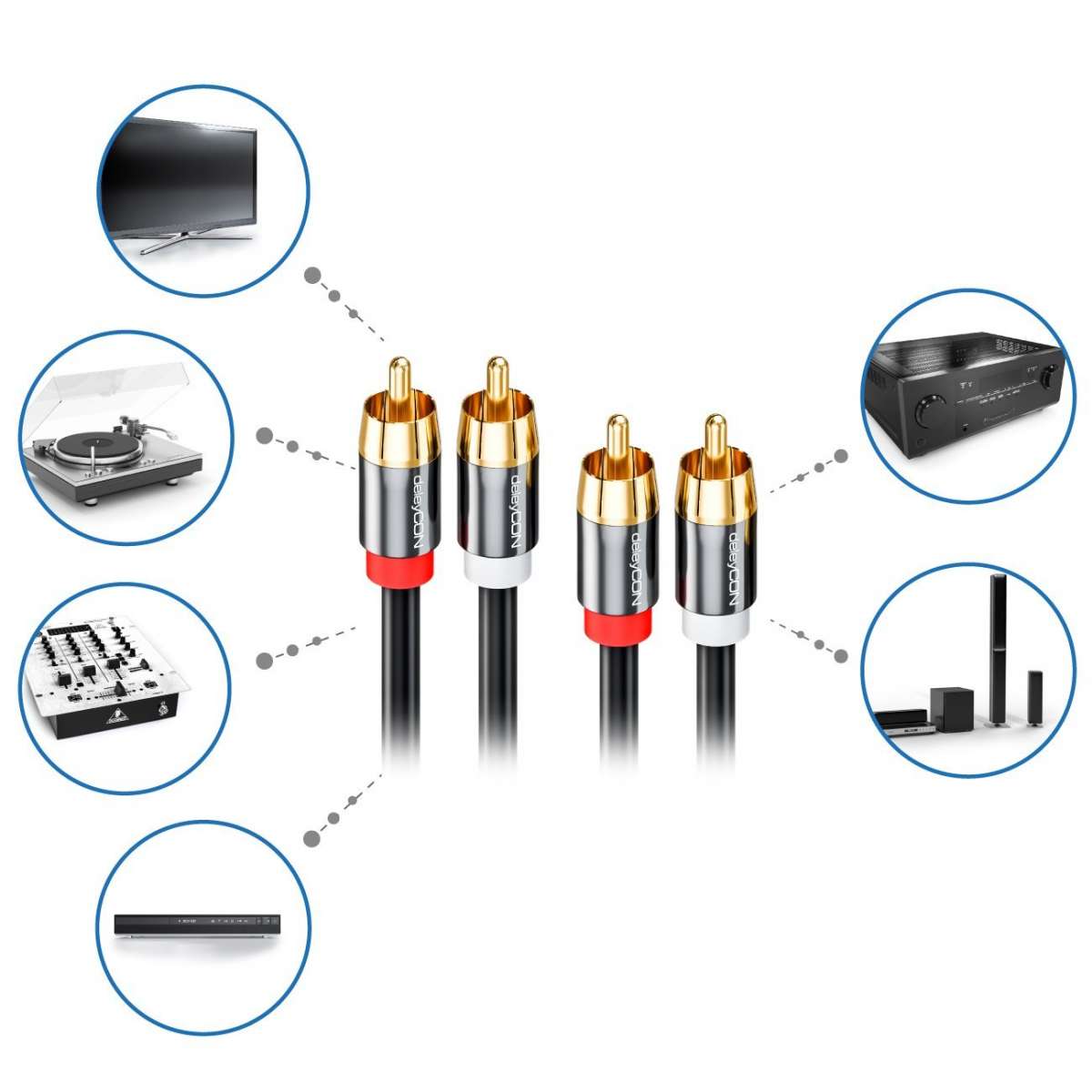 Cinch Audiokabel 2x Cinch Stecker Auf 2x Cinch Stecker 15 M Vergoldet