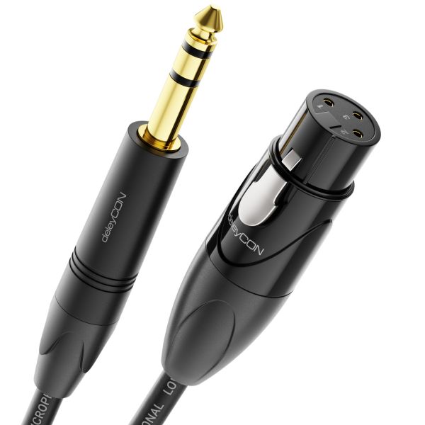 deleyCON 3,0m XLR zu 6,3mm Audio Adapter Kabel Buchse 3Polig zu 6,35mm Stecker