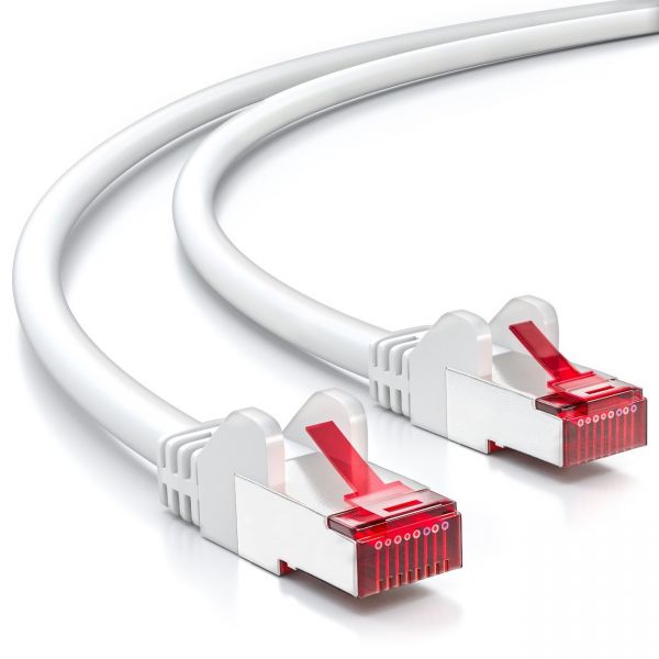 deleyCON 0,5m CAT6 Patchkabel S-FTP PIMF Netzwerkkabel Ethernetkabel - Weiß