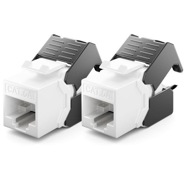 deleyCON 2x CAT6a Keystone Jack RJ45 Modul Ungeschirmt RJ45 CAT Rohkabel 500Mhz