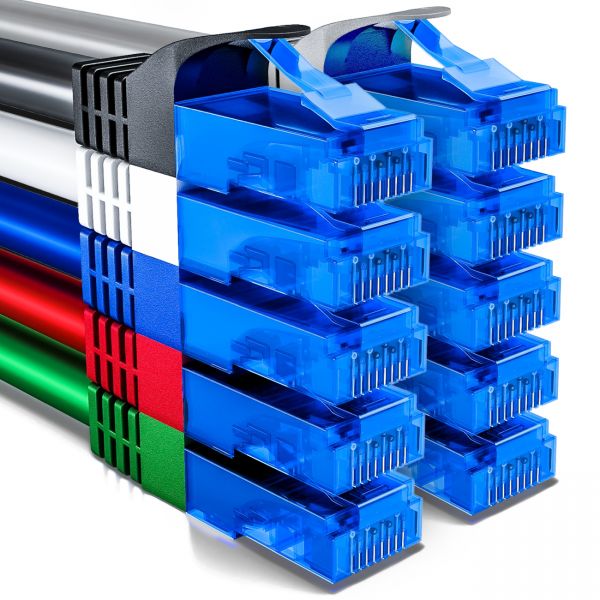 deleyCON 10x 0,5m CAT6 Patchkabel Netzwerkkabel RJ45 LAN DSL Ethernet Kabel Bunt