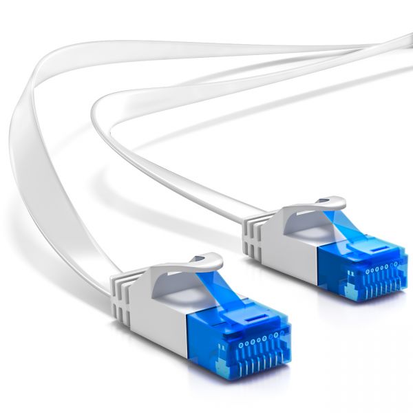 deleyCON 3m CAT6 flaches Patchkabel Flachkabel Netzwerkkabel LAN Kabel Weiß