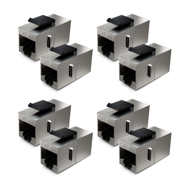 deleyCON 8 CAT6a Keystone Modul Patchkabel Kupplung Verbinder Geschirmt 2X RJ45