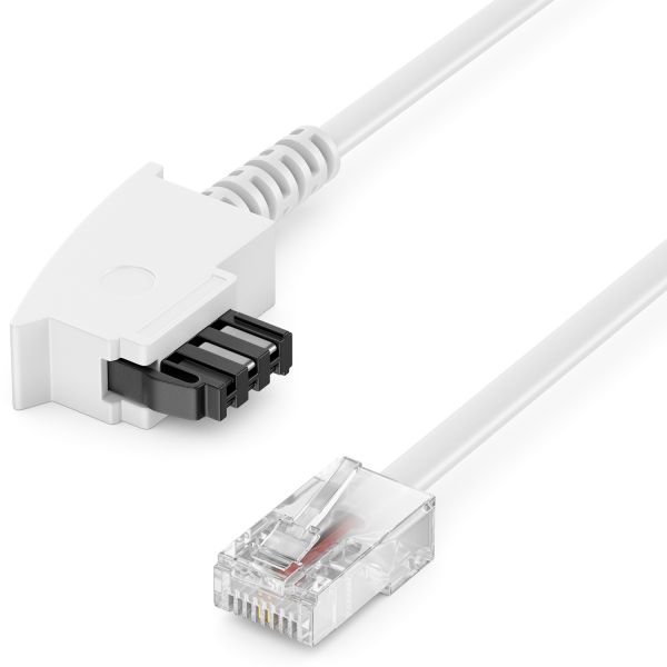deleyCON 10m TAE Anschlusskabel Routerkabel TAE-F auf RJ45 Stecker DSL Weiß