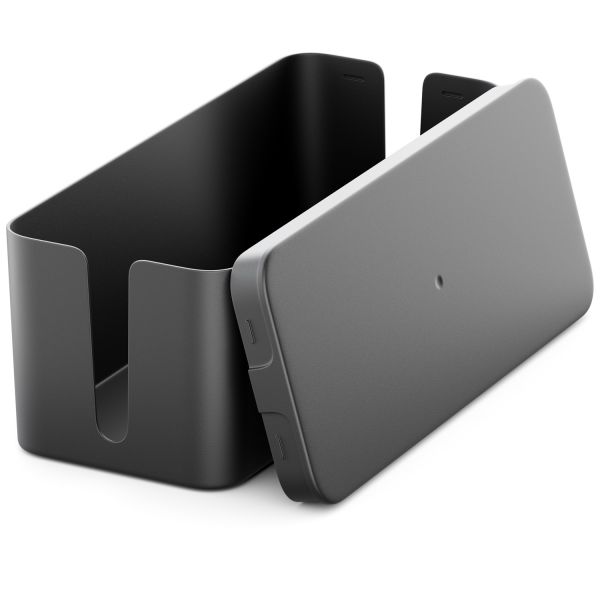 deleyCON Kabelmanagement Box 32,7 x 13,5cm x 12,5cm Robuster Kunststoff Schwarz
