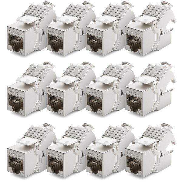 deleyCON 12x CAT7 Keystone Modul RJ45 für CAT7 CAT6 CAT6a 1000 MHz 10 Gbit/s