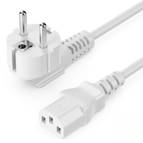 deleyCON 5m Kaltgerätekabel Typ F (CEE 7/4) 90° - Kaltgerätekupplung C13 Buchse