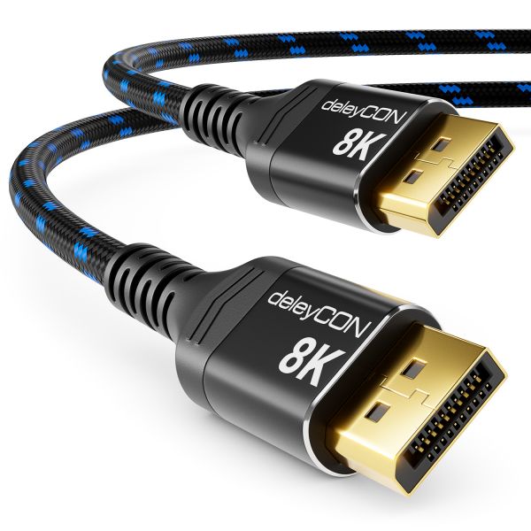 deleyCON 1m DisplayPort Kabel 1.4 8K@60Hz 4K@165Hz UHD WQHD HDR für Monitor