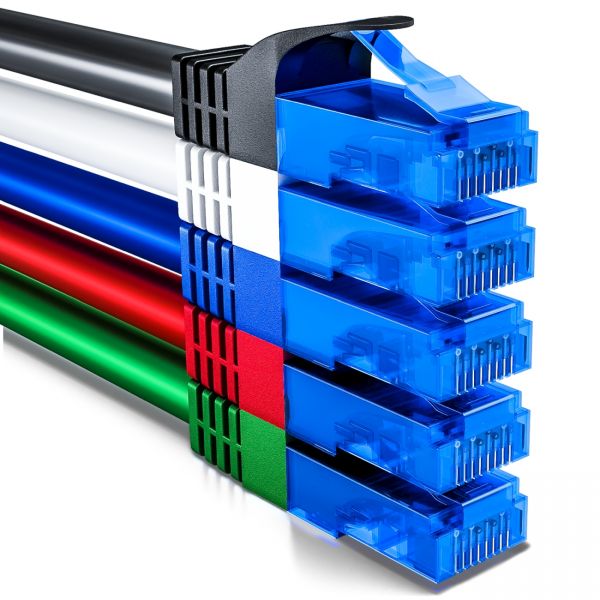 deleyCON 5x 1m CAT6 Patchkabel Netzwerkkabel Gigabit LAN U/UTP RJ45 Bunt