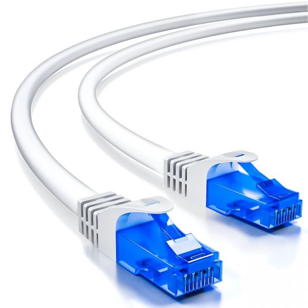 deleyCON 0,25m CAT6 Patchkabel Netzwerkkabel Ethernet LAN DSL Kabel Weiß