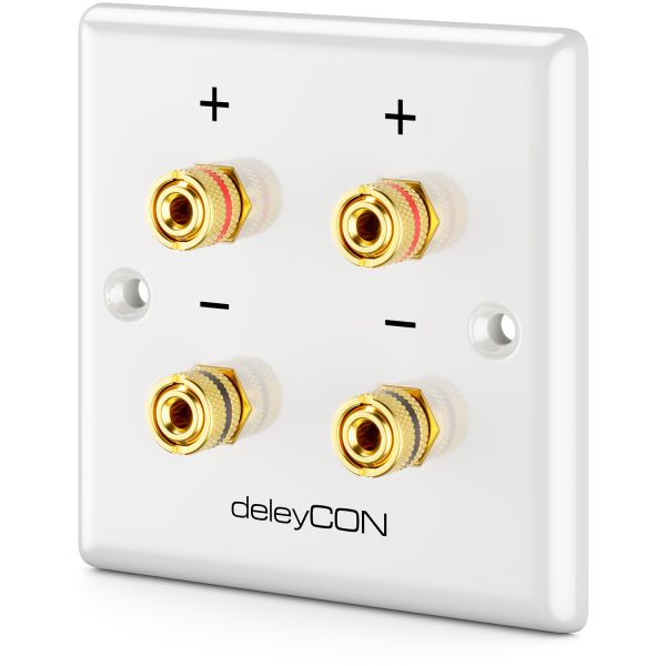 deleyCON Multimedia Lautsprecher Anschlussdose Wandplatte für 2 Lautsprecher