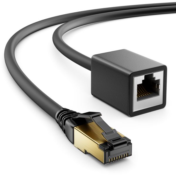 deleyCON 0,5m Patchkabelverlängerung CAT.8.1 2000Mhz 40Gbit S-FTP PIMF Schwarz