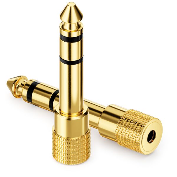 deleyCON 2x Stereo Audio TRS Klinken Adapter Kupplung 6,35mm zu 3,5mm Klinke