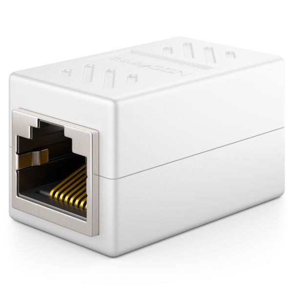 deleyCON 1x CAT6 Patchkabel Koppler Modular Geschirmt 2x RJ45 Buchse Weiß