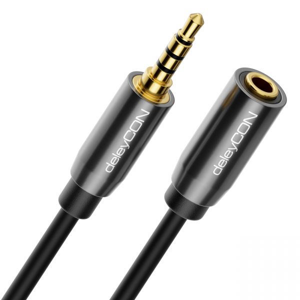 deleyCON 10m Headset Kopfhörer Verlängerung AUX 3,5mm Klinke CTIA 4 Polig TRRS