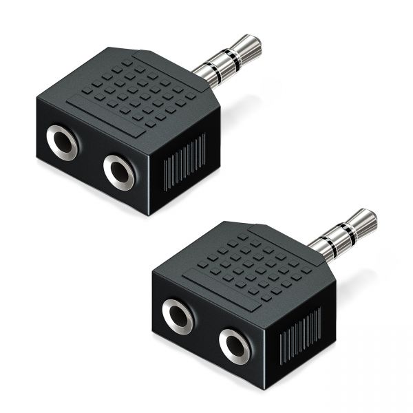 deleyCON 2x 3,5mm Klinke Audio Adapter 3,5mm Klinke Stecker zu 2x 3,5mm Buchse