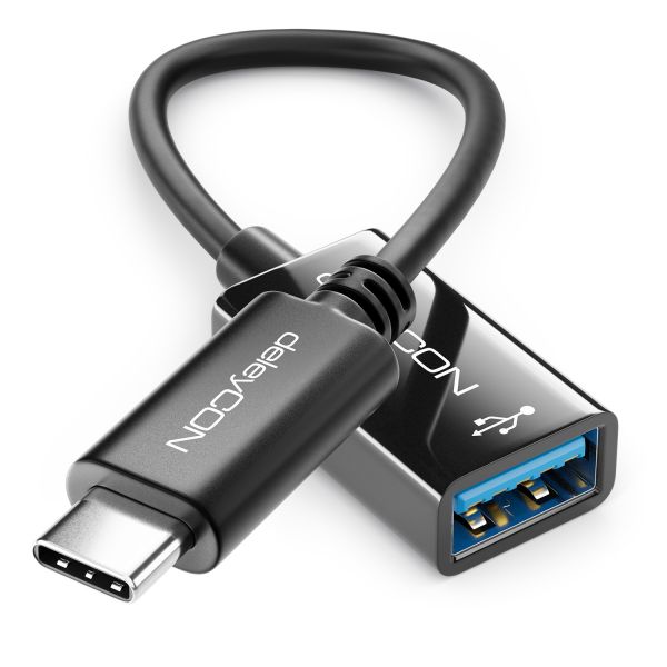 deleyCON USB-C auf USB-A OTG Adapter Kabel USB3.0 5Gbit/s C-Stecker A-Buchse