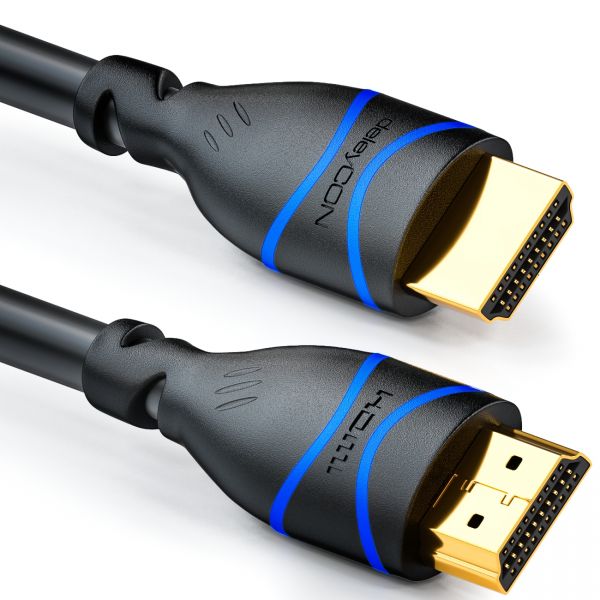 deleyCON 1m HDMI Kabel HDMI 2.0 kompatibel 4K UHD 2160p FULL HD 1080p 3D Schwarz