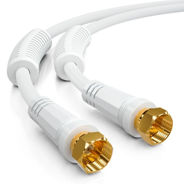 deleyCON 7,5m SAT Antennenkabel Koaxial Kabel Ferritkern HDTV DVB-S DVB-S2 Weiß