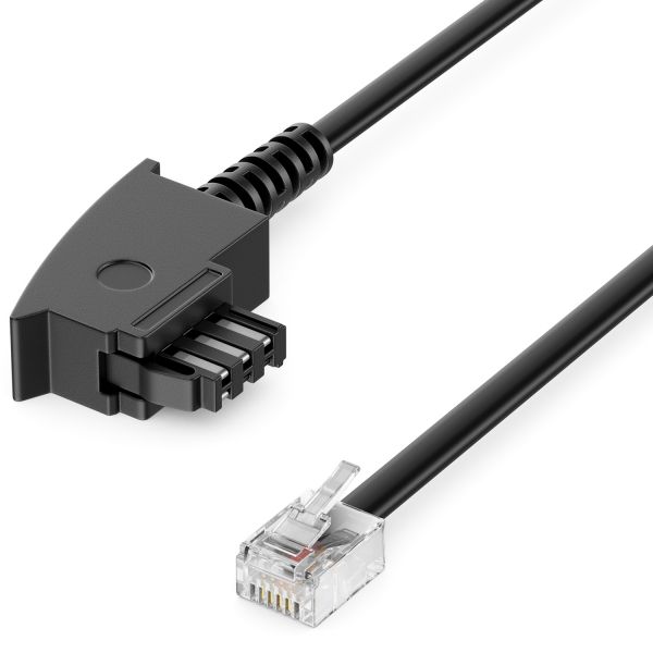 deleyCON 1m Telefonkabel TAE-F zu RJ11 Stecker 6P4C Analoge Endgeräte Schwarz