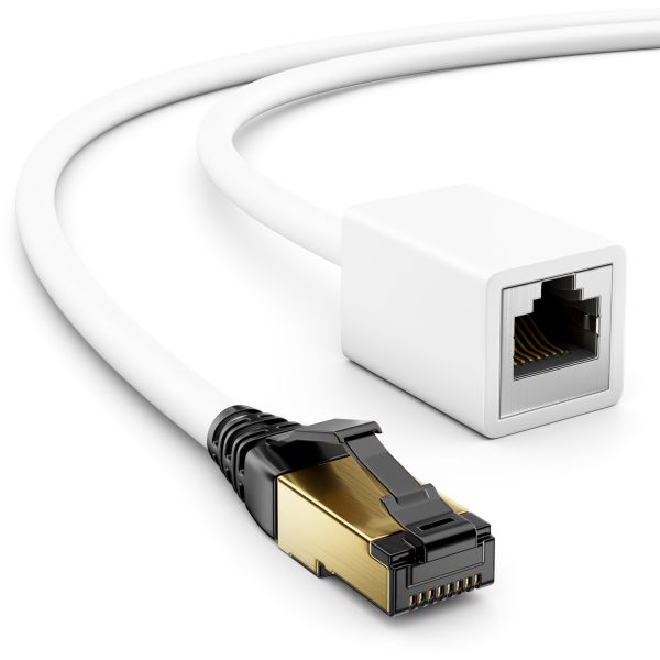 deleyCON 3,0m Patchkabelverlängerung CAT.8.1 2000Mhz 40Gbit S-FTP PIMF Weiß