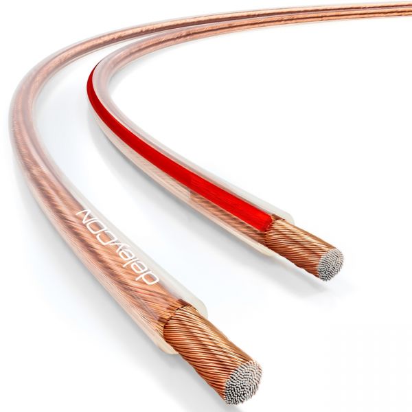deleyCON 25m Lautsprecherkabel 2x0,75mm² CCA 24x0,20mm Litze BauPVO Transparent