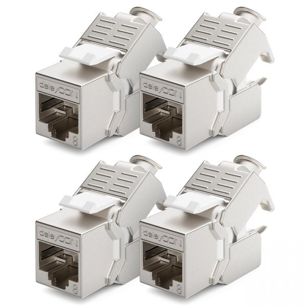 deleyCON 4x CAT8 Keystone Jack Modul Patchkabel Netzwerkkabel Verbinder RJ45