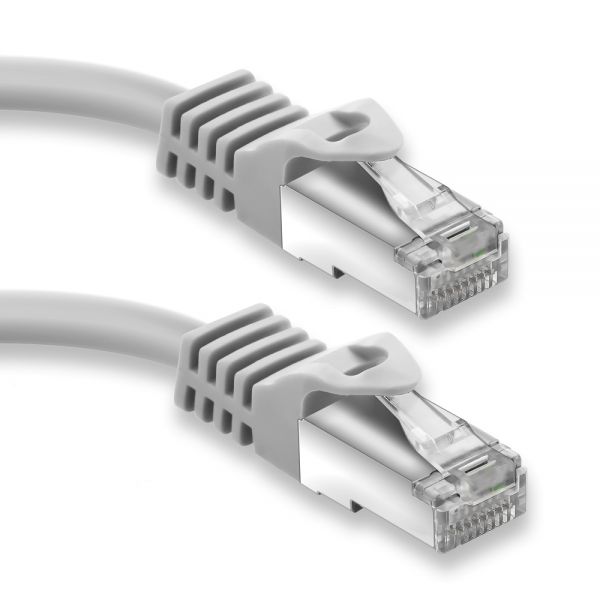 0,5m RJ45 Patchkabel mit CAT7 Rohkabel - S/FTP Netzwerkkabel LAN DSL Kabel grau