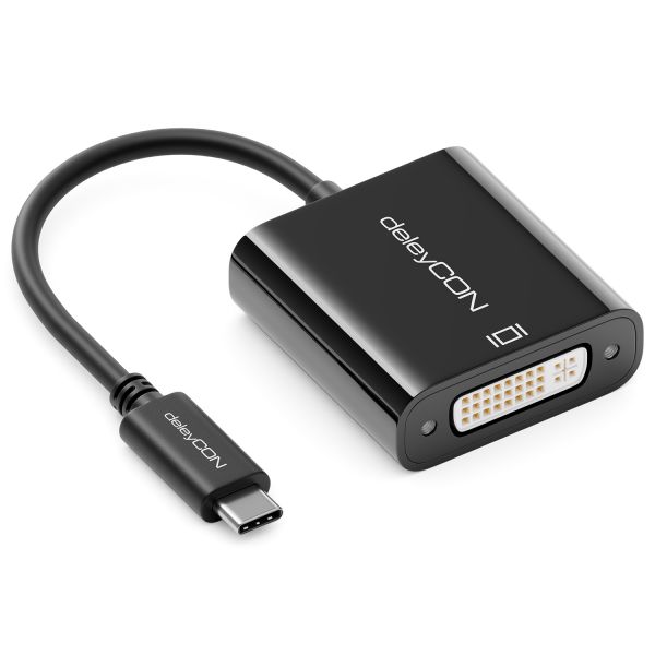 deleyCON USB-C auf DVI Adapter Konverter 1080p Full HD Smartphone auf TV Beamer