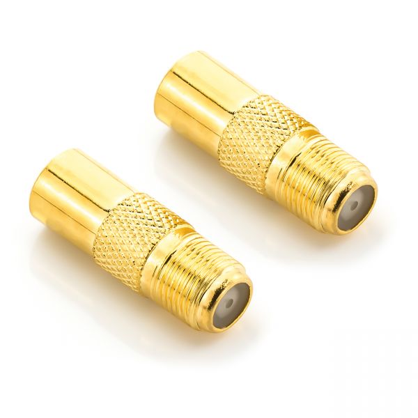 deleyCON SAT Antennenadapter F-Buchse zu IEC-Stecker Kupplung Verbinder 2 Stück